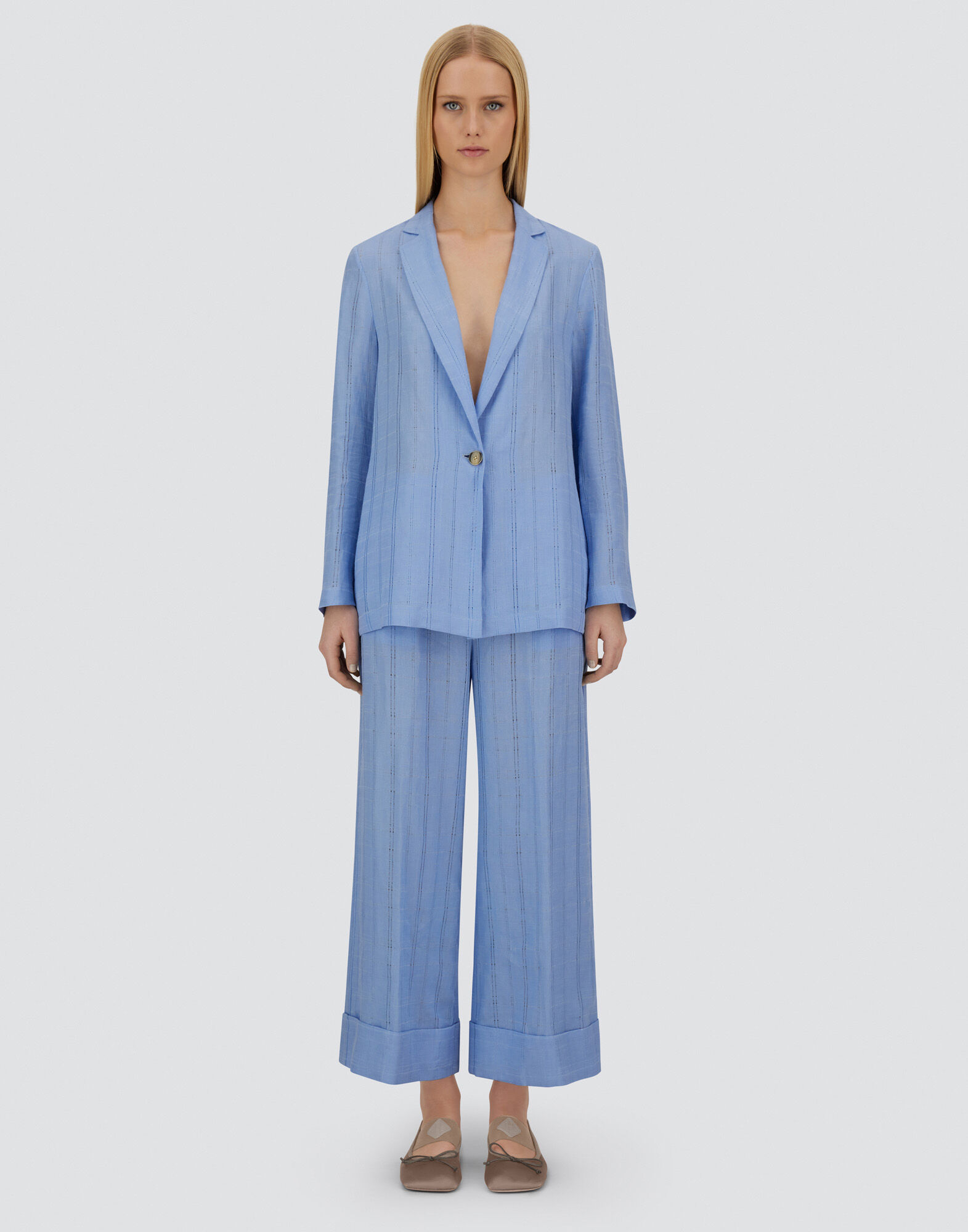 RESORT BLAZER IN CHECK LINEN
