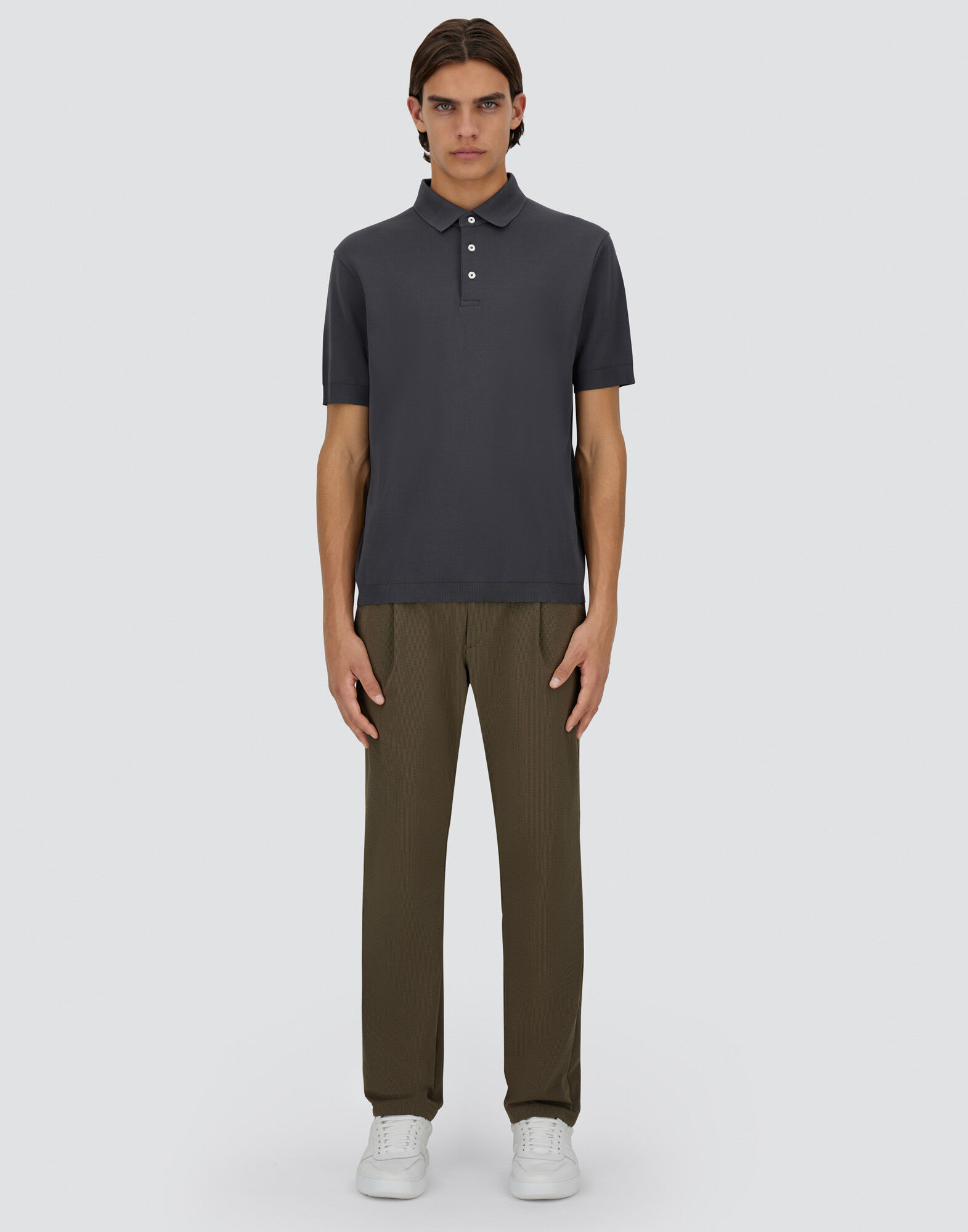 JERSEY KNIT EFFECT POLO SHIRT
