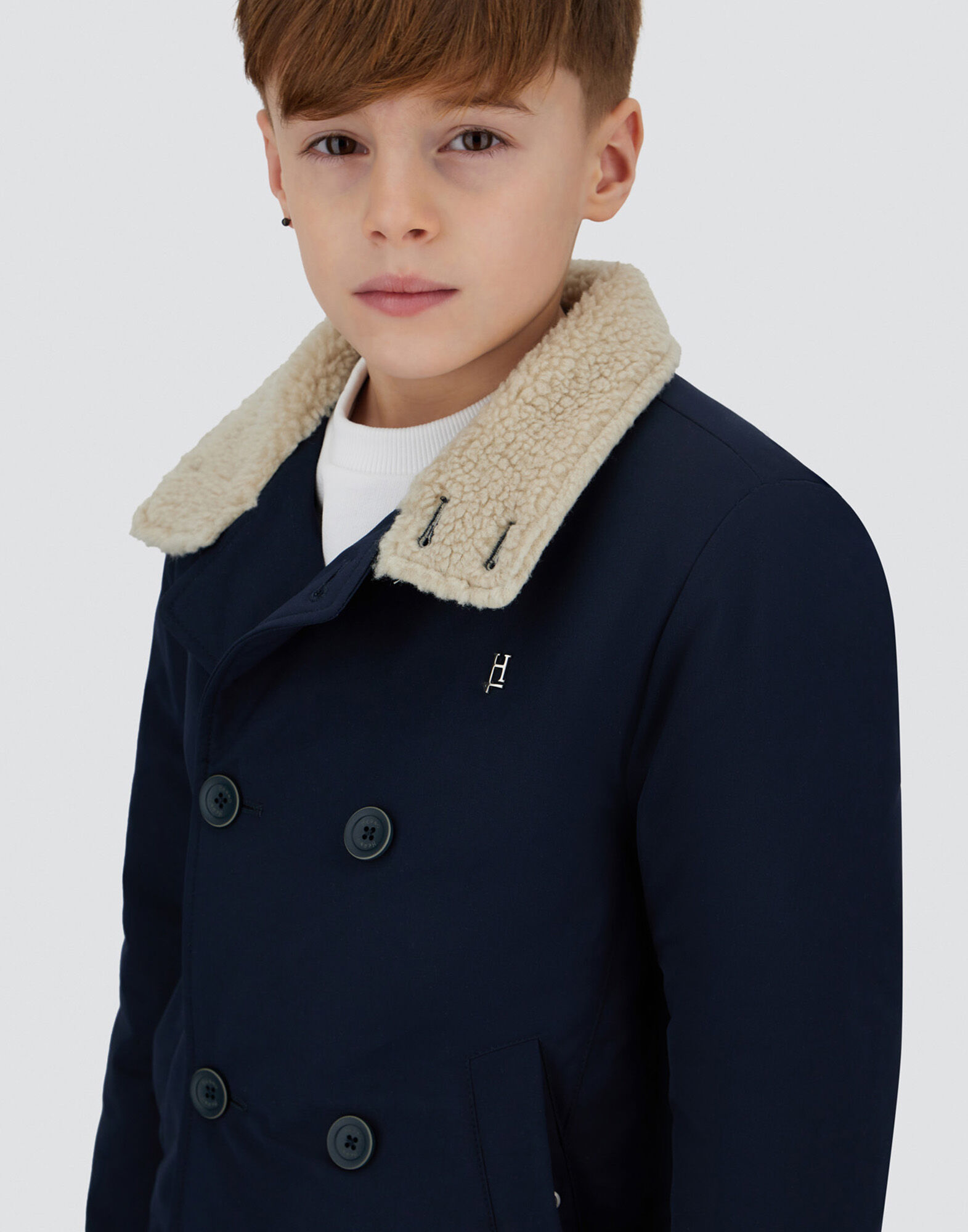PEA COAT IN KEYSTONE AND TEDDY FABRIC