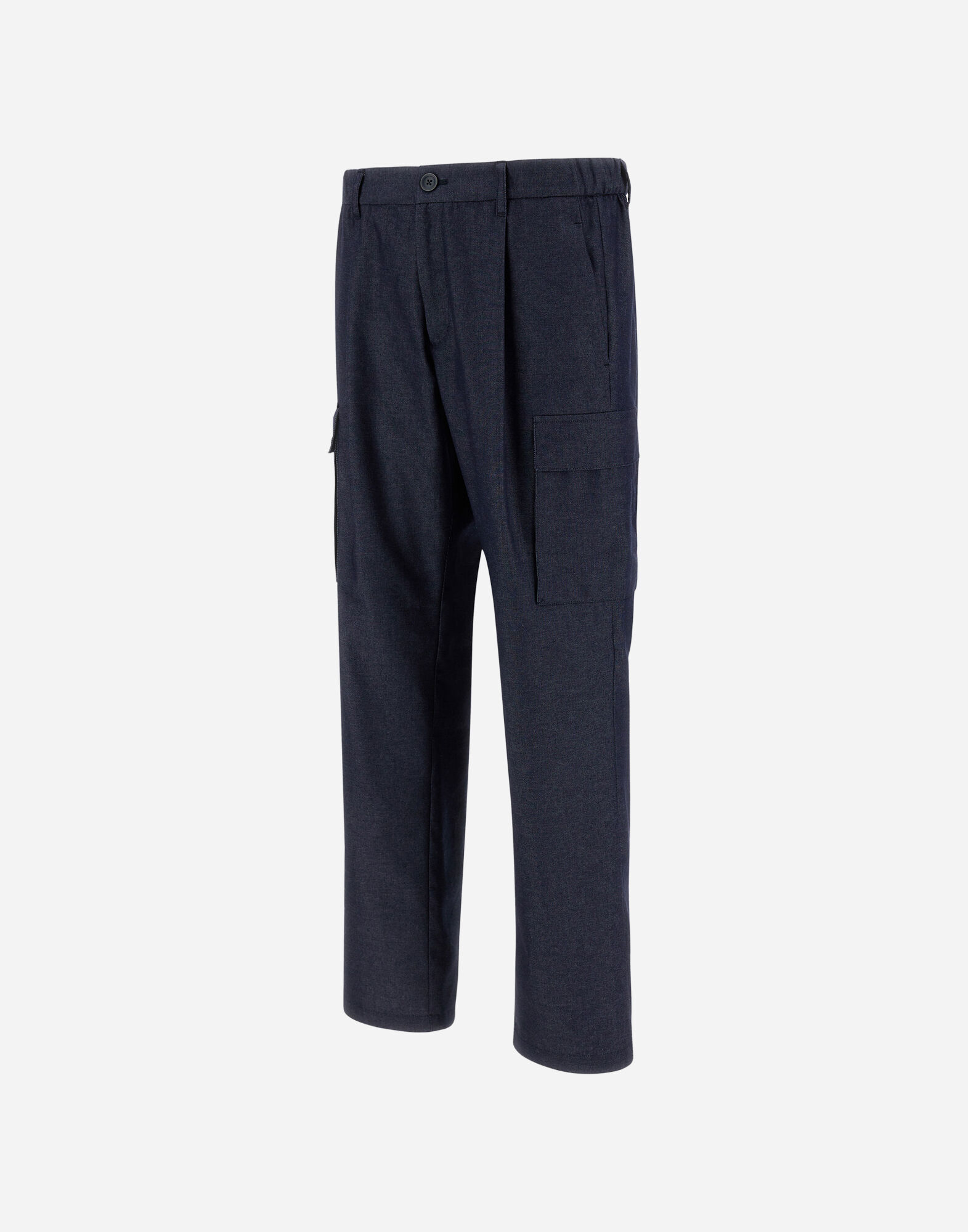 DENIM-EFFECT COTTON TROUSERS
