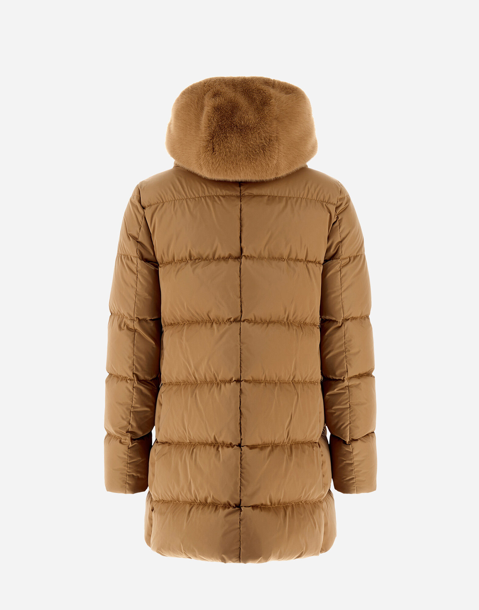 A-SHAPE JACKET IN SATIN AND LADY ALTERNATIVE FUR