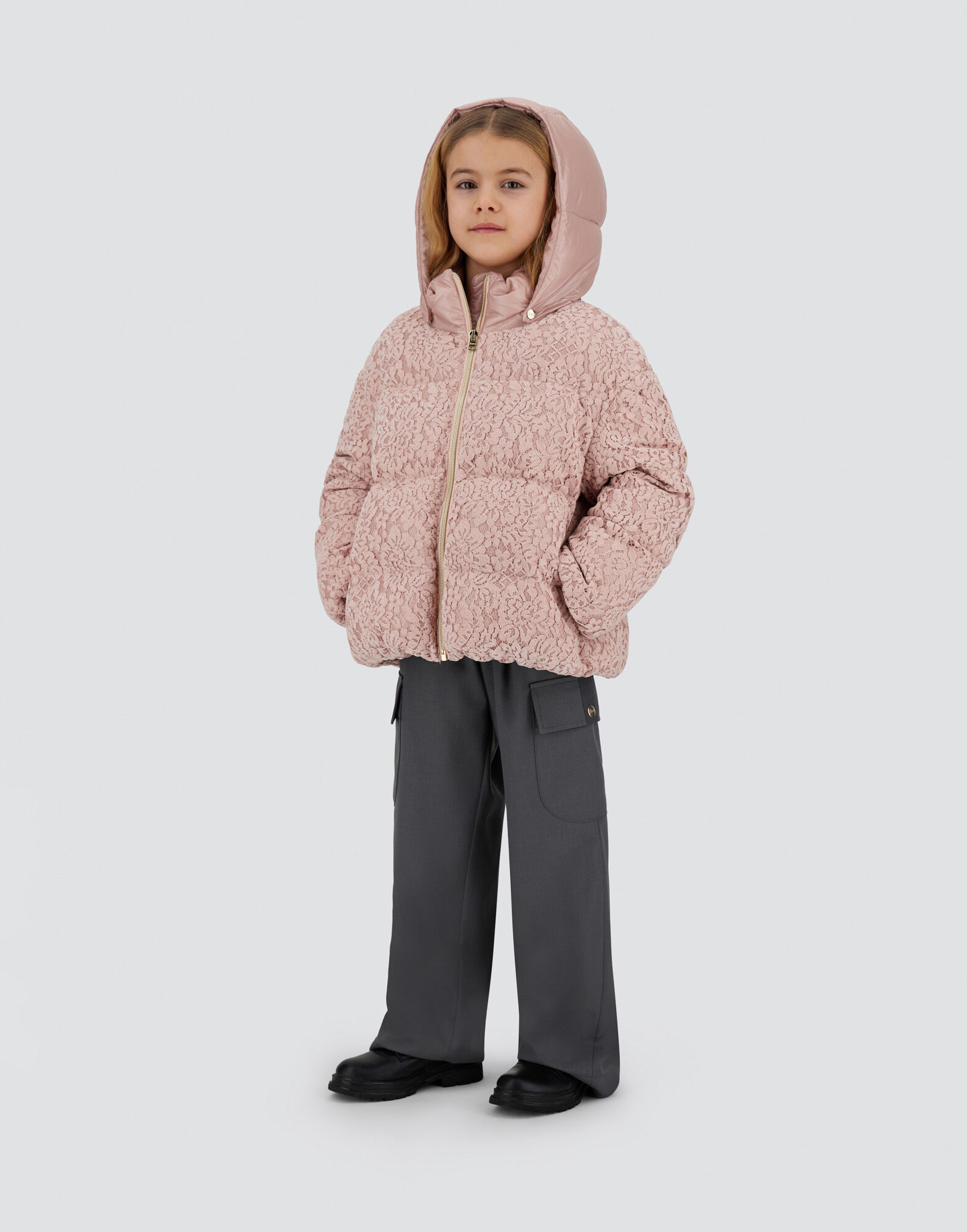 CAPE IN FLORAL LACE AND NYLON ULTRALIGHT