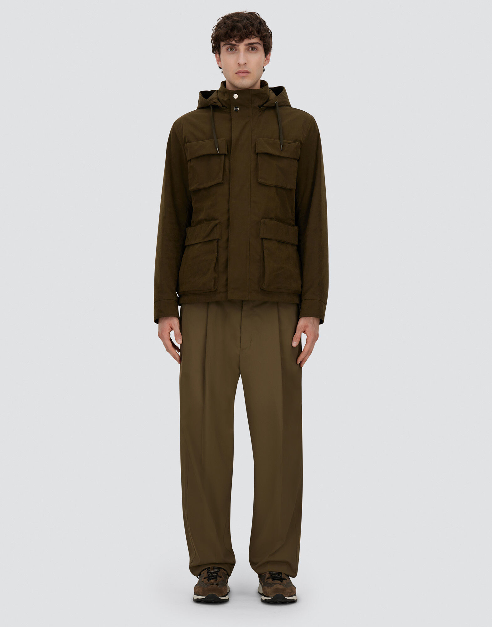SHORT PARKA IN WAXED TECH COTTON