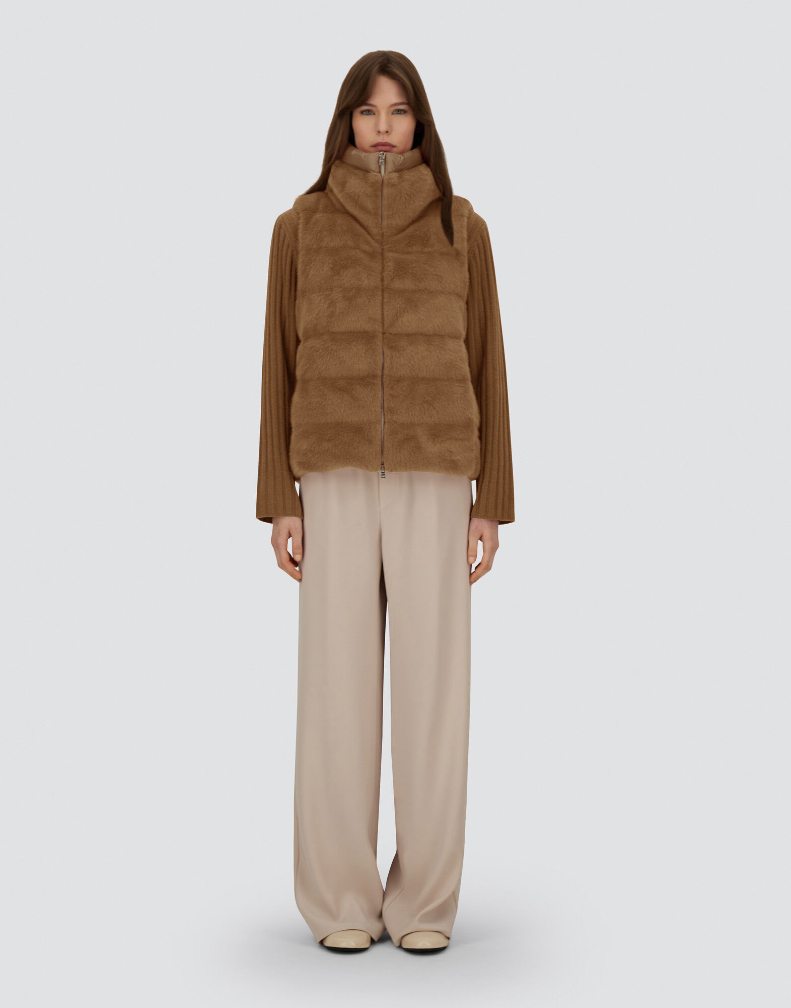 VEST IN LADY ALTERNATIVE FUR AND NYLON ULTRALIGHT