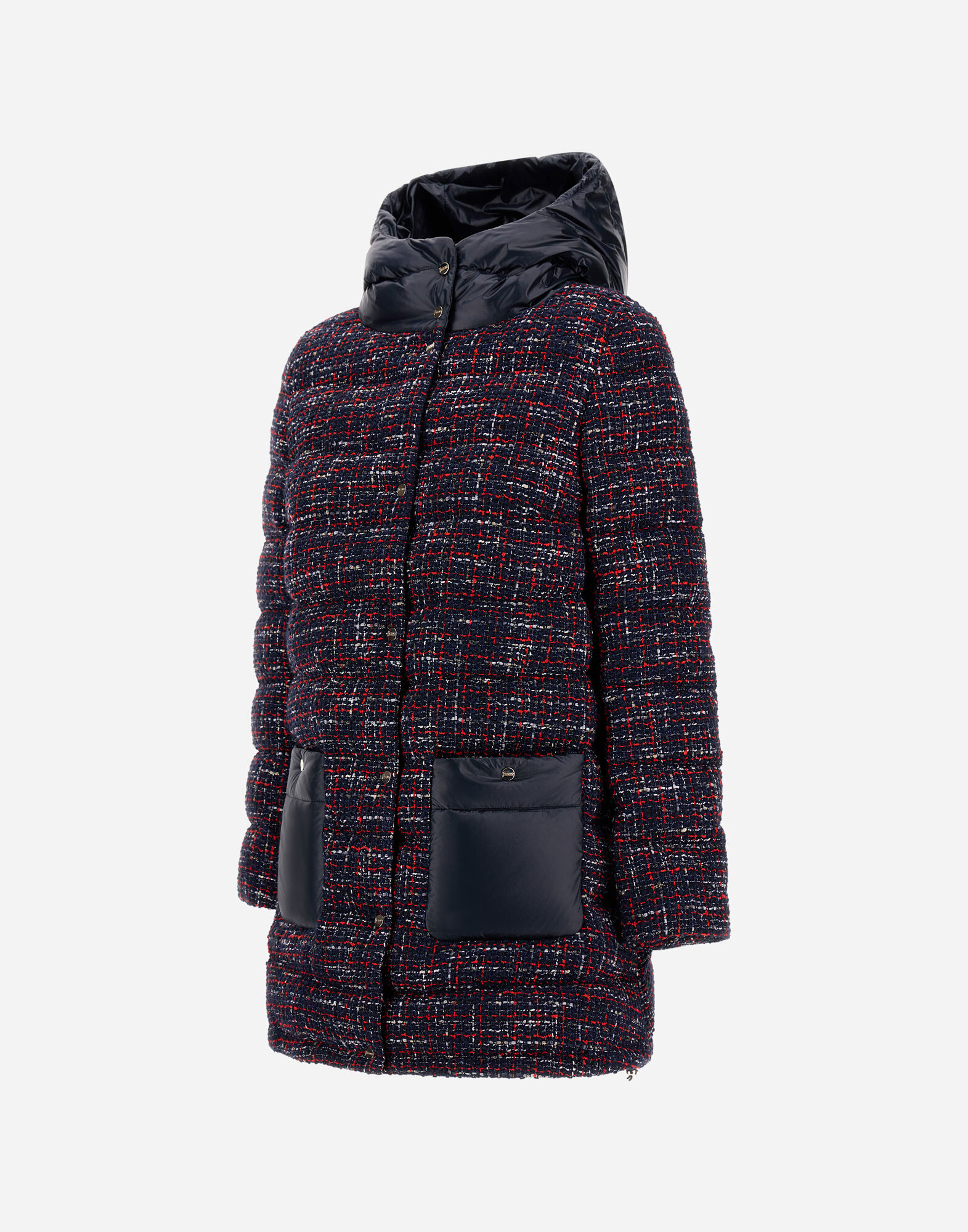 PARKA IN OPERATED TWEED AND NYLON ULTRALIGHT
