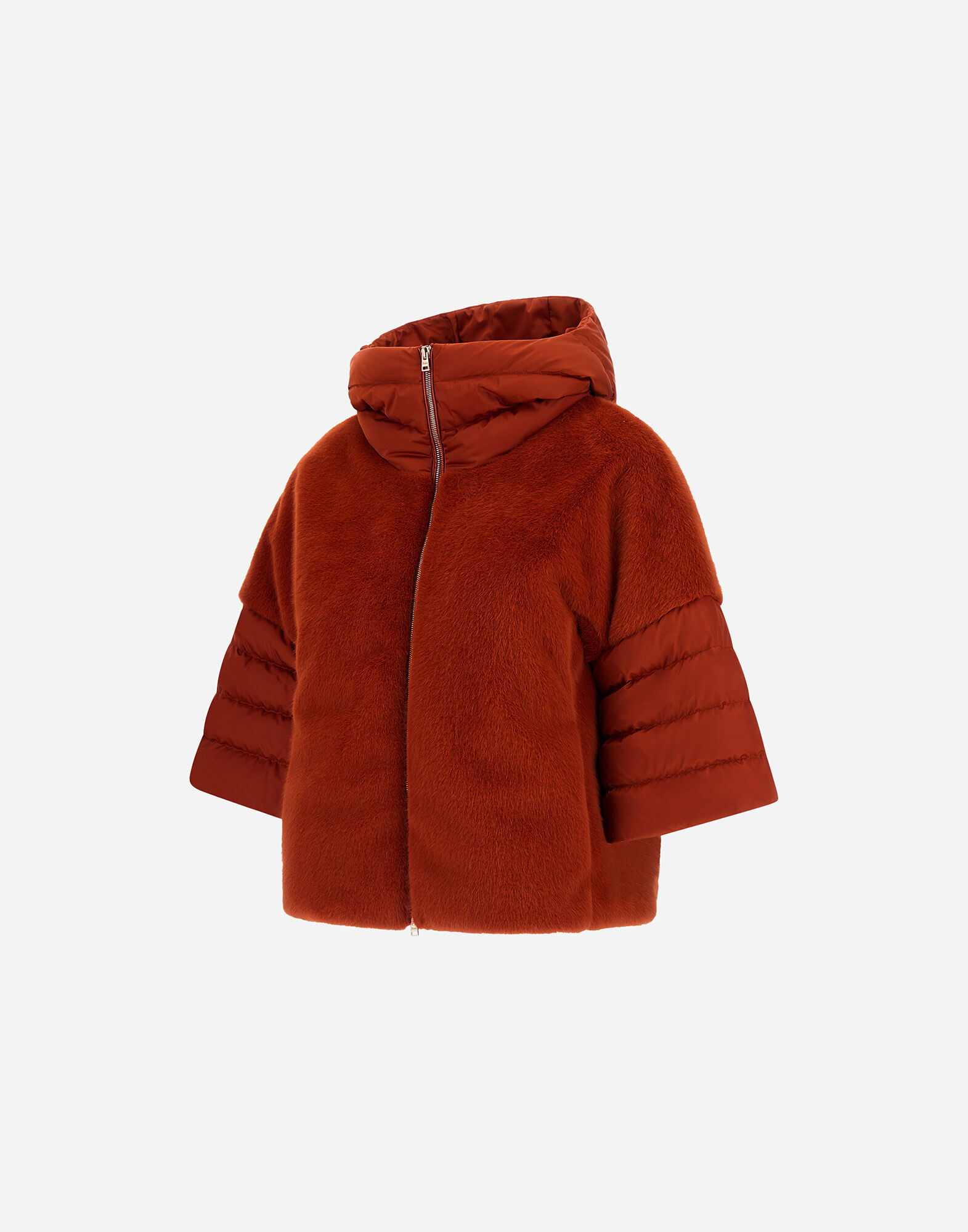 CAPE IN SATIN AND LADY ALTERNATIVE FUR