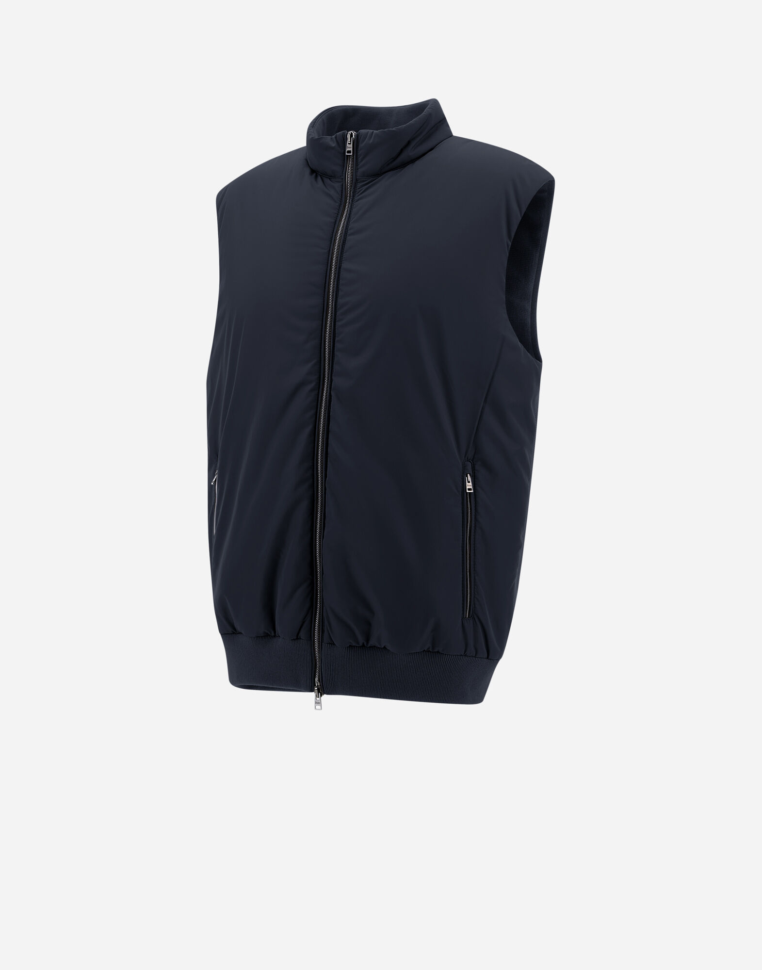 PIQUE' KNIT AND NYLON SLEEVELESS JACKET