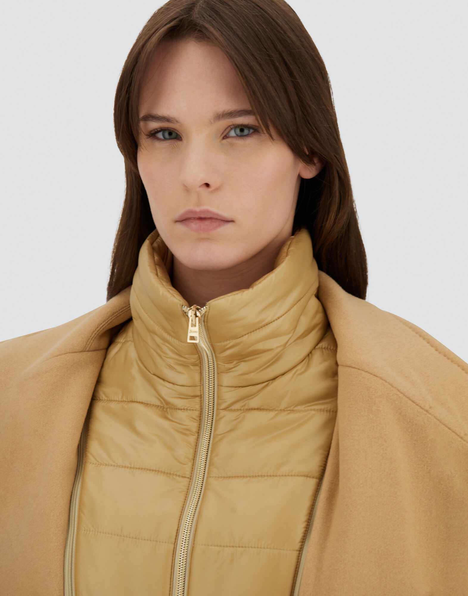 COAT IN VELOUR WOOL CLOTH AND NYLON ULTRALIGHT
