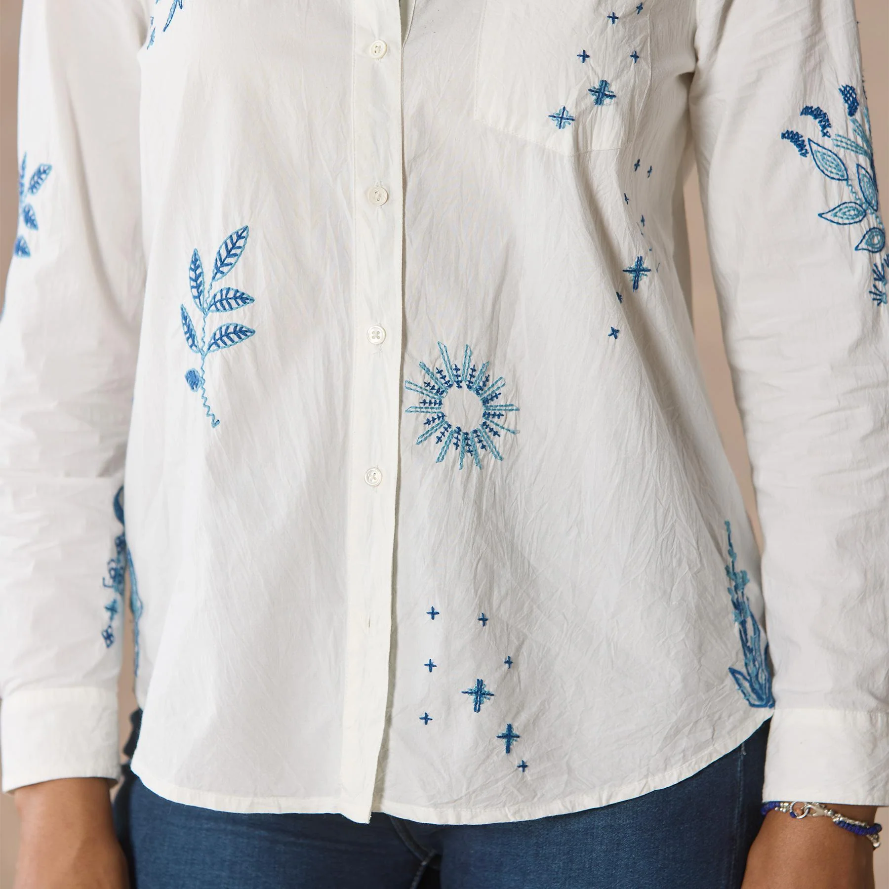 Karina Embroidered Shirt, Petite