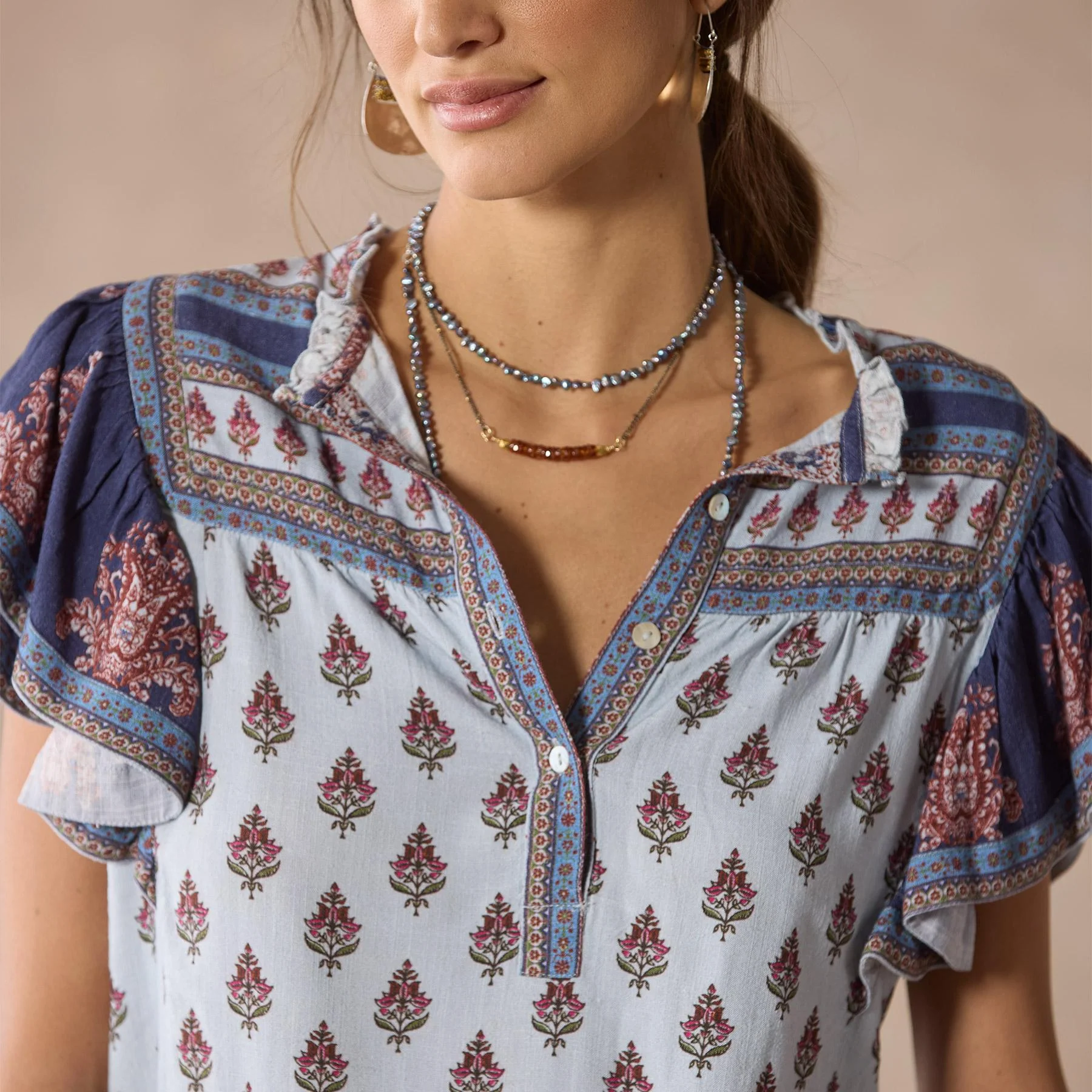 Folklore Ruffle Shirt, Petite