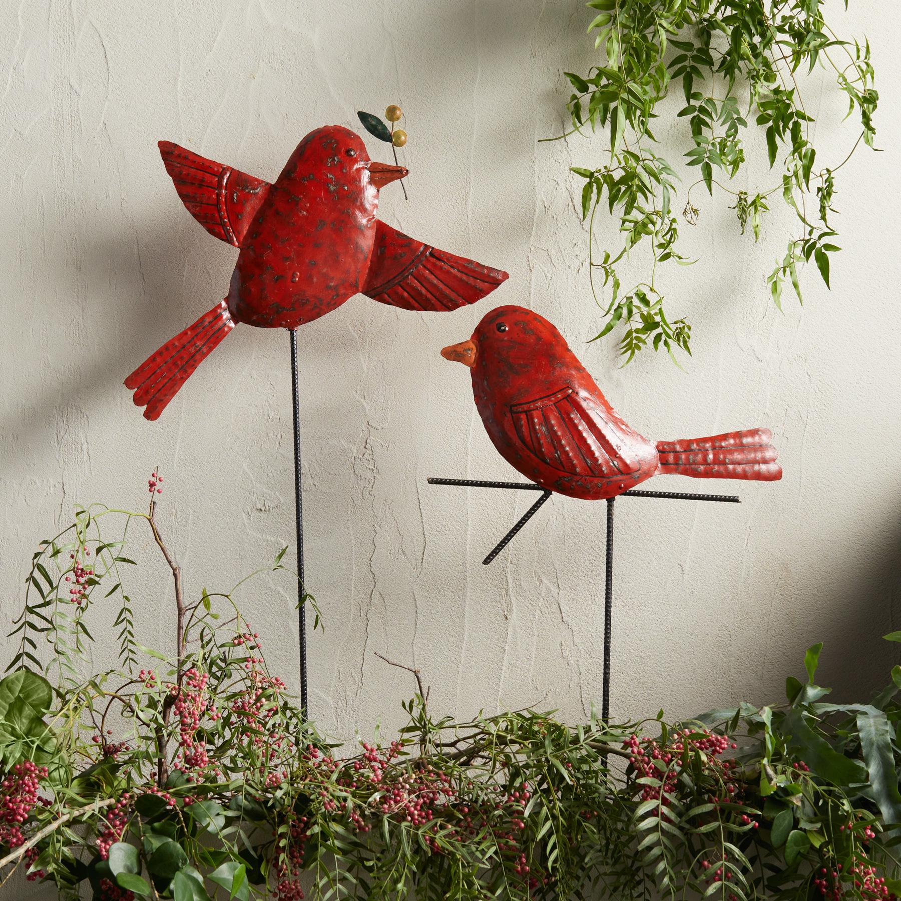 Cheerful Cardinal Yard Stakes, Set Of 2