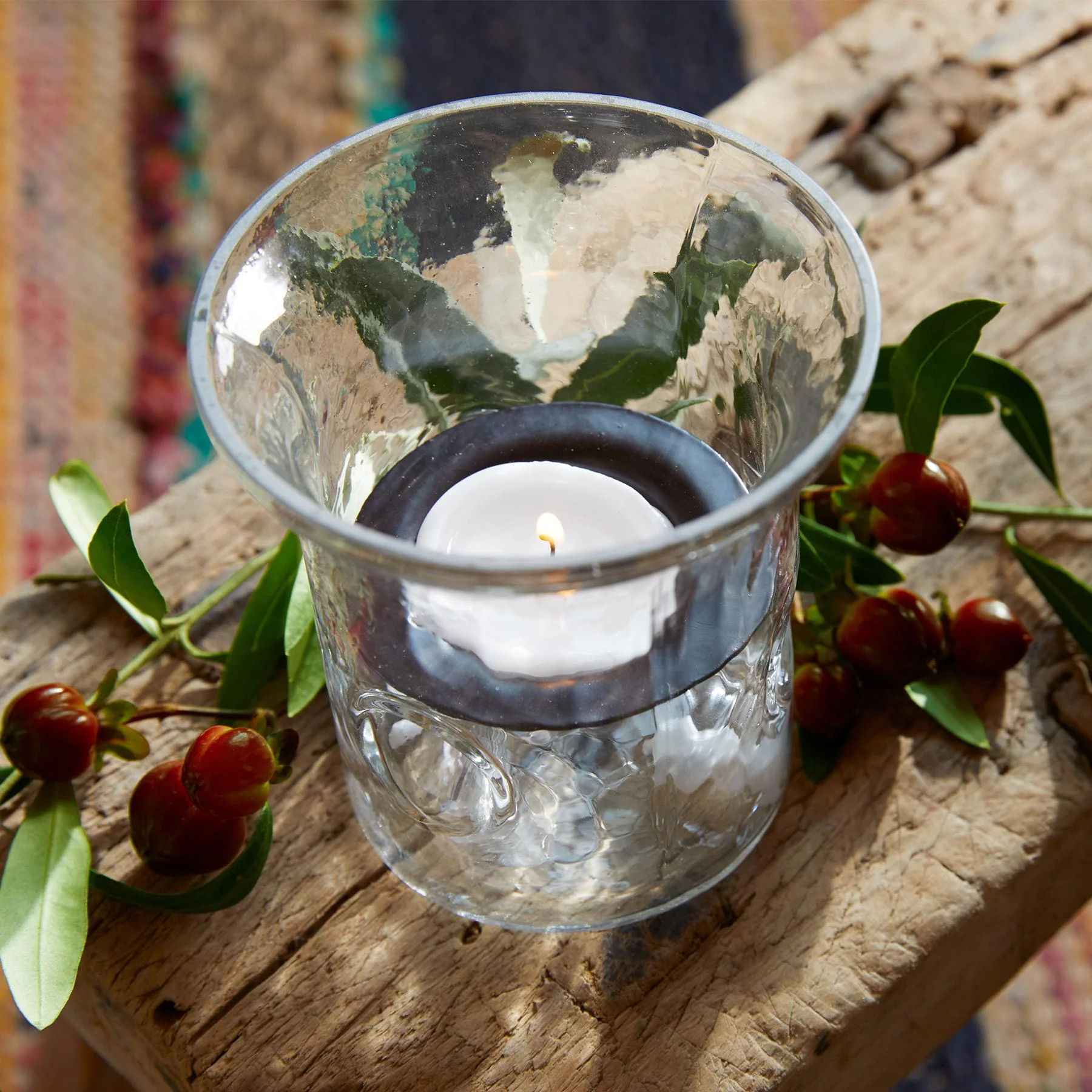 Blown Glass Tabletop Hurricanes Set