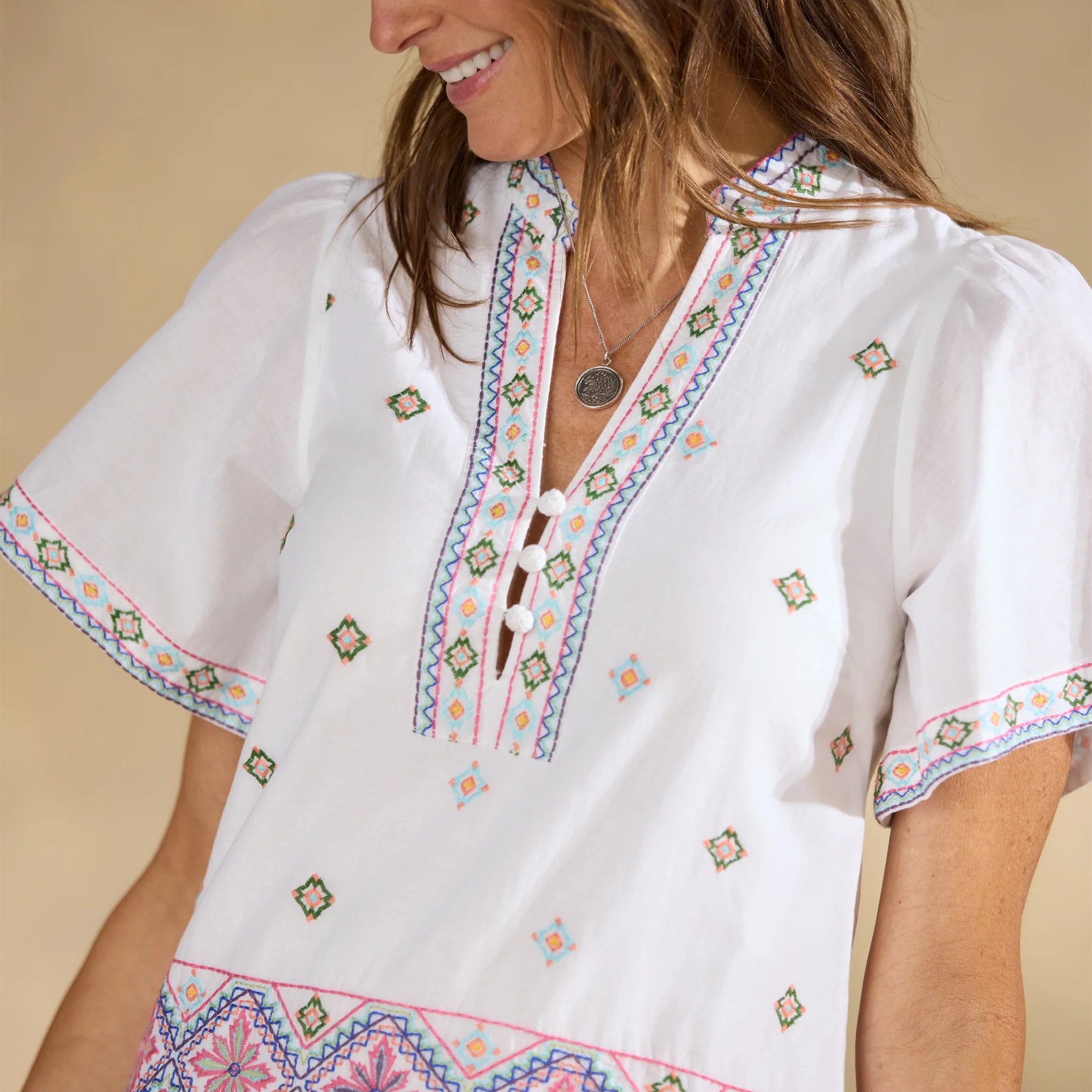 Briella Embroidered Dress, Petite