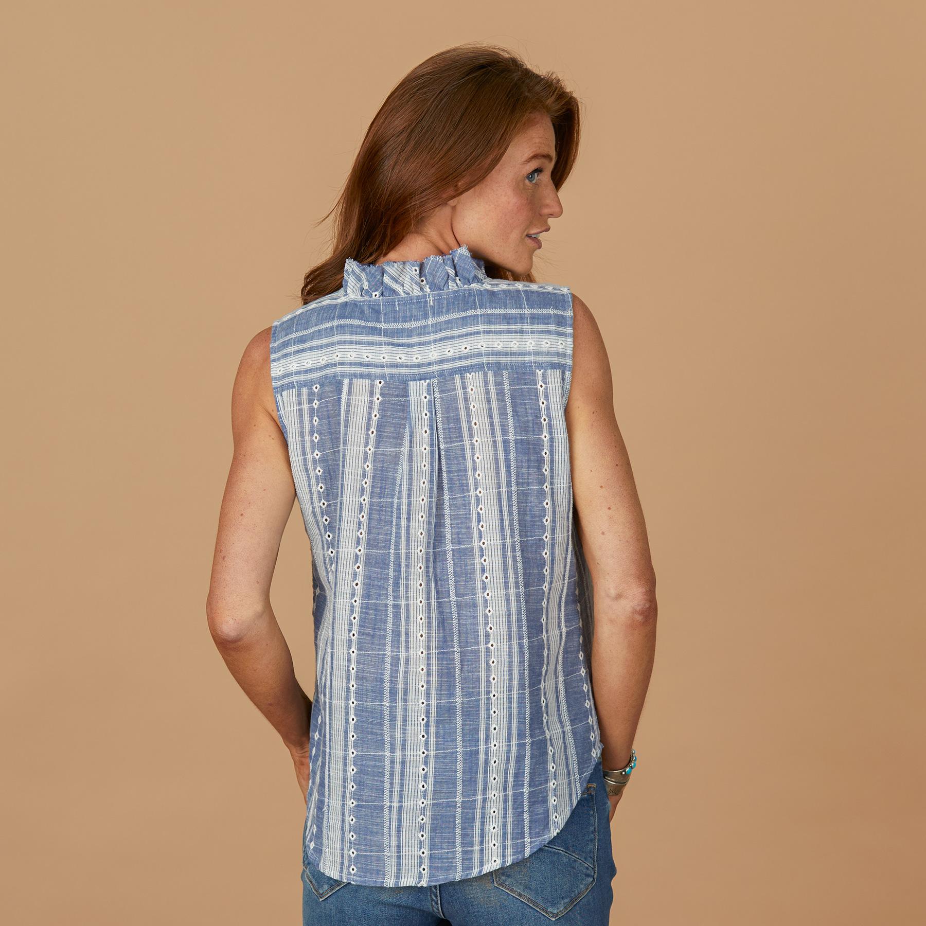 Sienna Ruffle Chambray Top