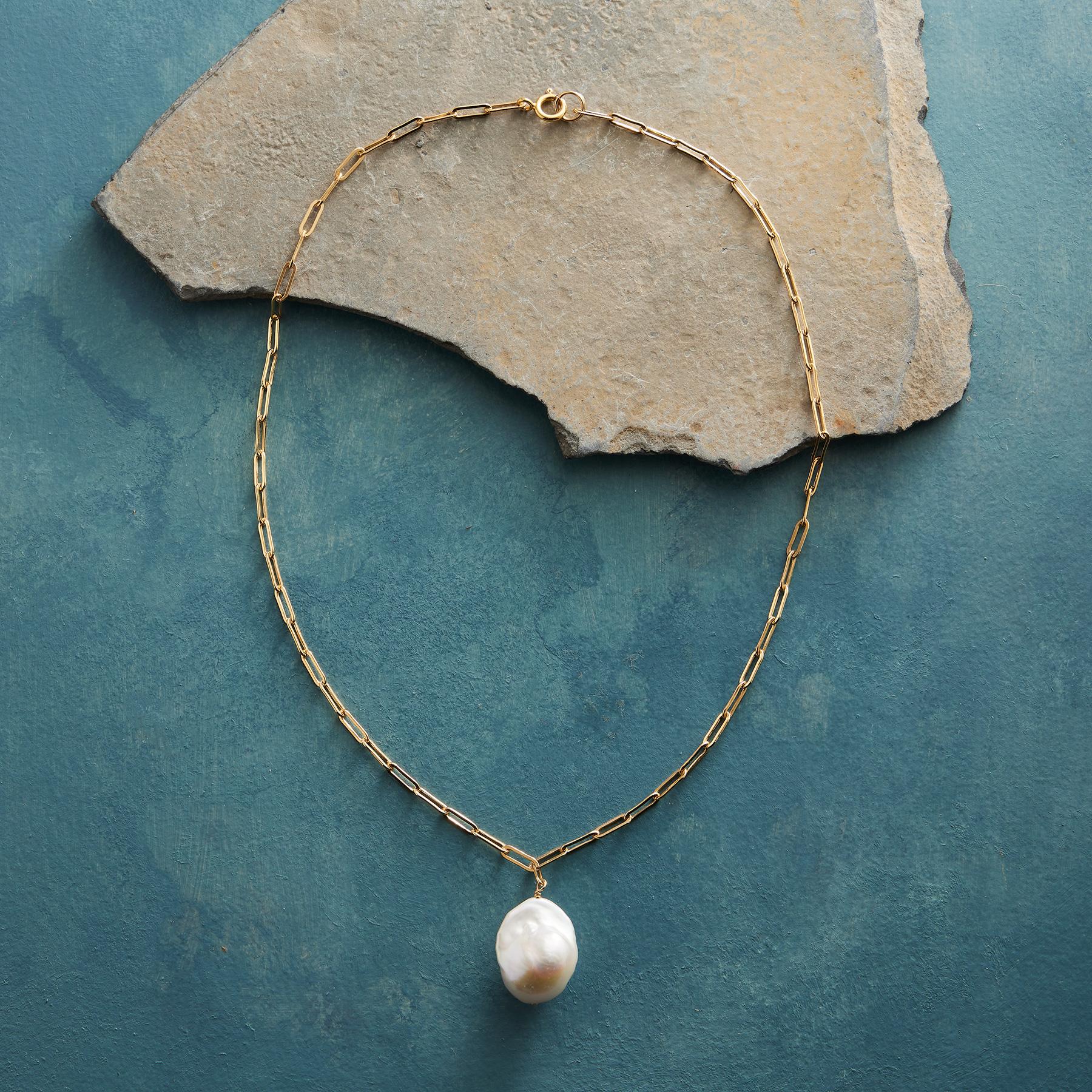 Paper Clip Pearl Necklace