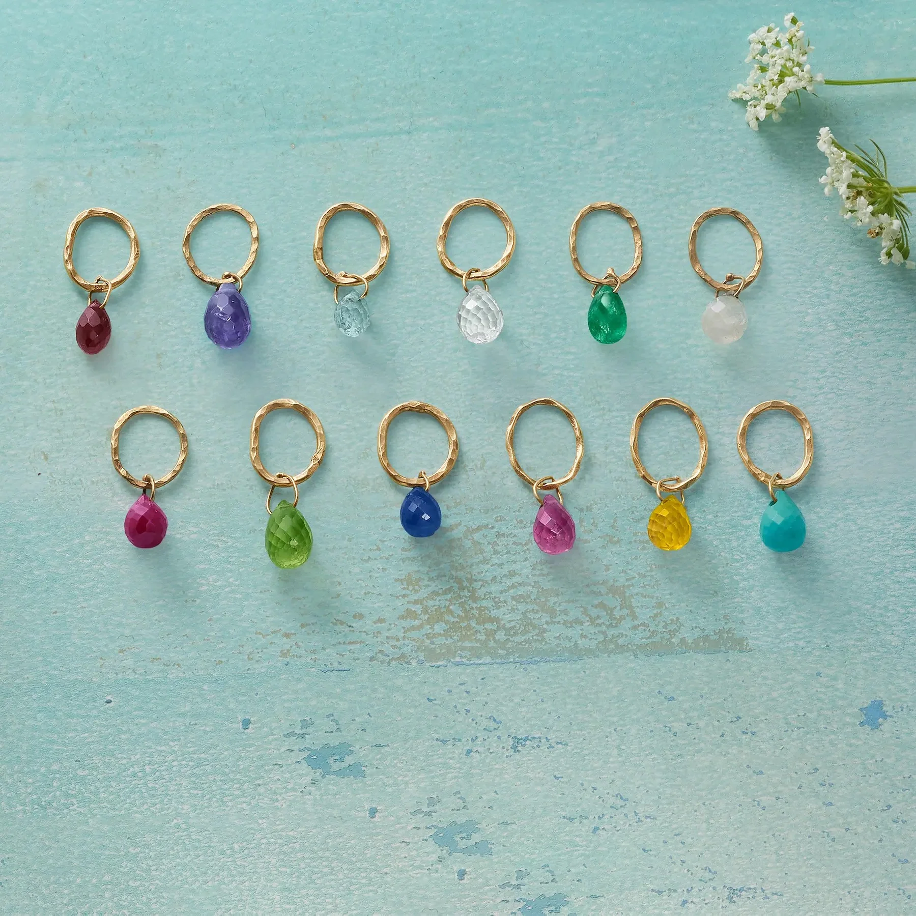 Faceted Birthstone Charms, Gold