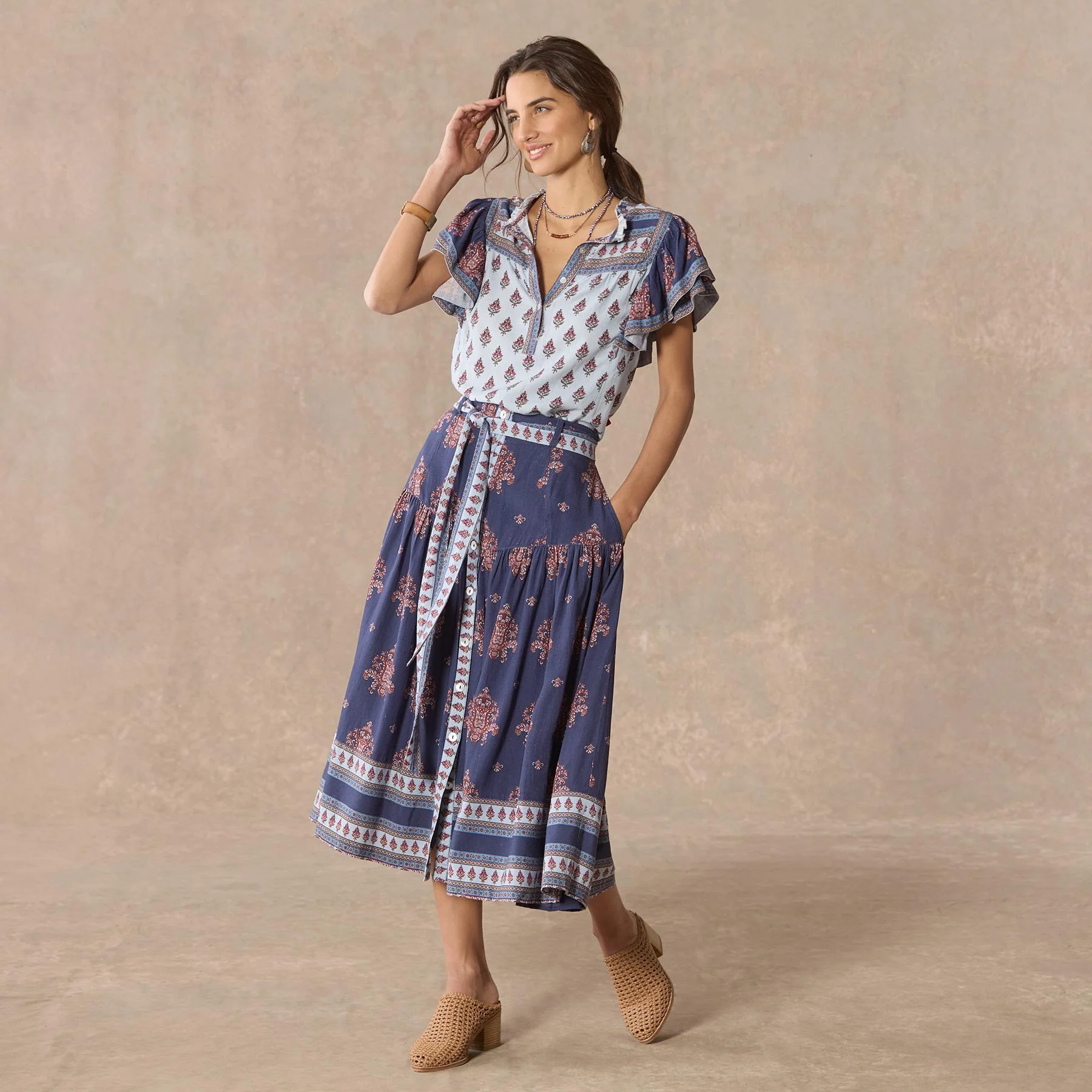 Folklore Ruffle Shirt, Petite