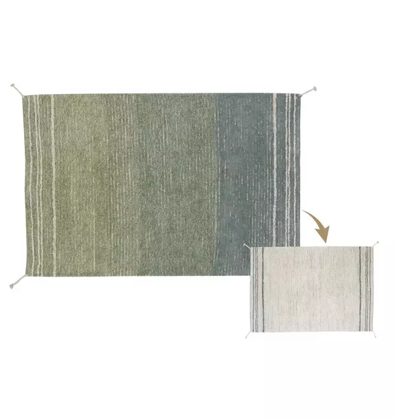 Reversible Washable Rug Twin Vintage Blue