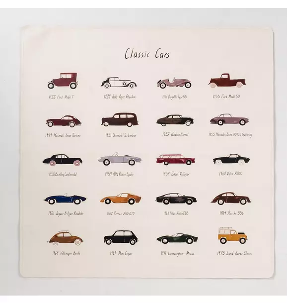 Mini High Chair Mat - Classic Cars