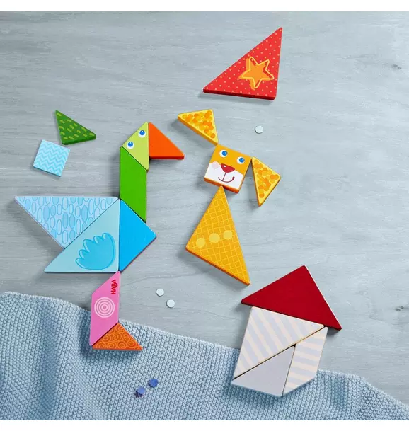 Arranging Game Funny Faces Tangram Wooden Tiles