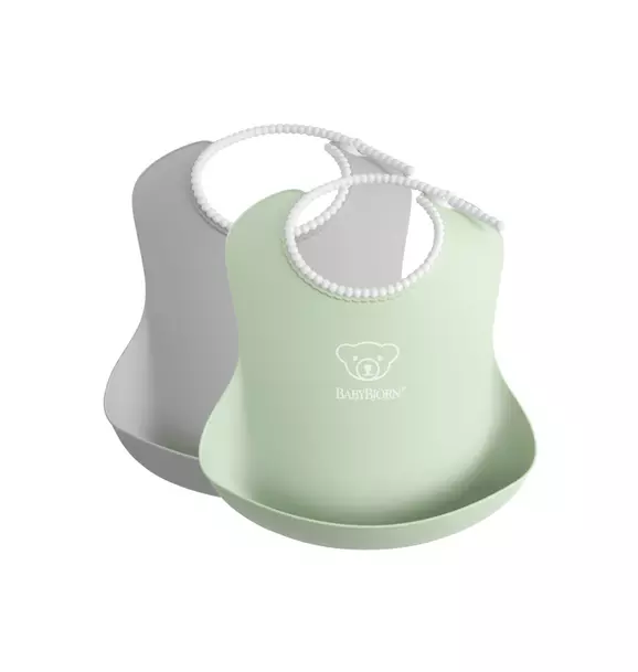 Baby Bib 2-Pack, Gray / Green