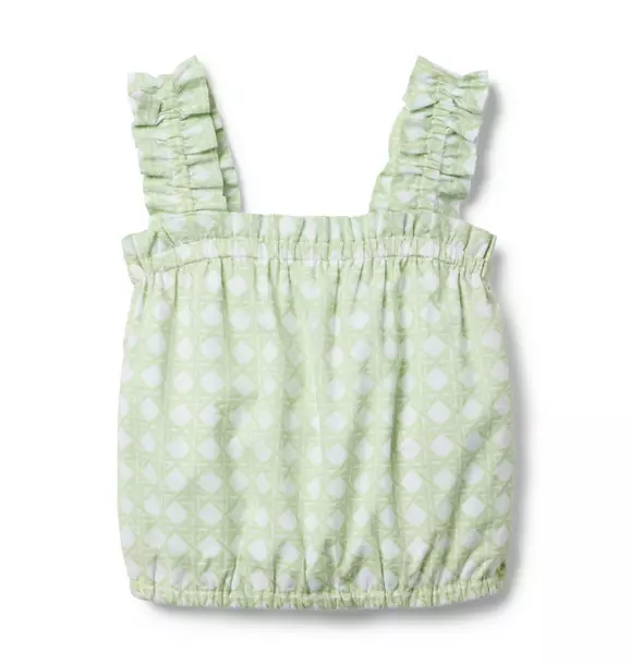 Checked Ruffle Strap Top
