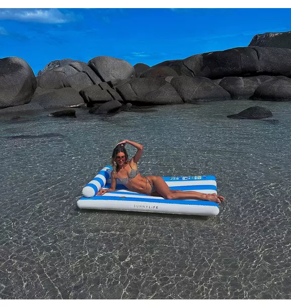 Luxe Lilo Pool Float: Blue Stripe