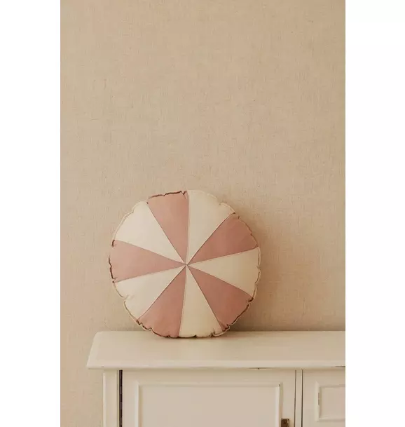 “Powder Pink Circus” Round Patchwork Pillow