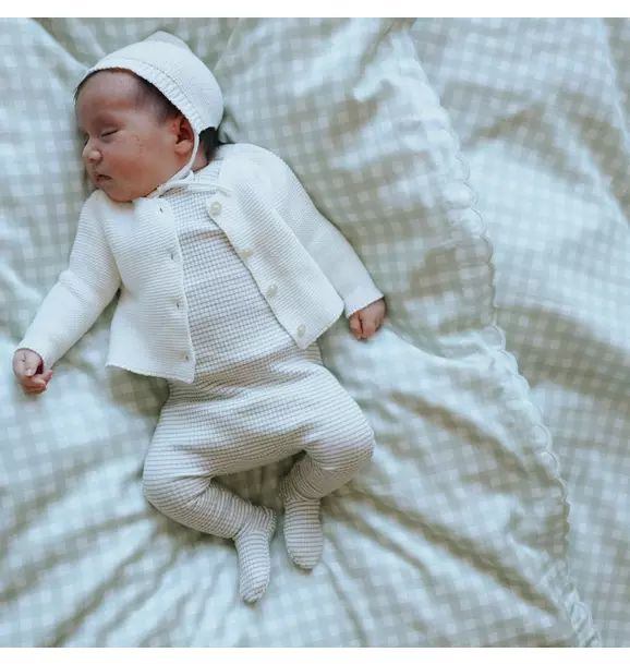 Picnic Gingham Baby Duvet Set- Green