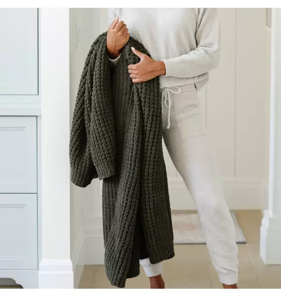 Waffle Knit Blanket in Thyme