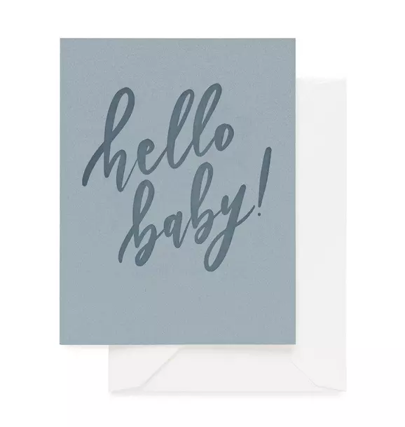 Hello Baby Blue Baby Greeting Card