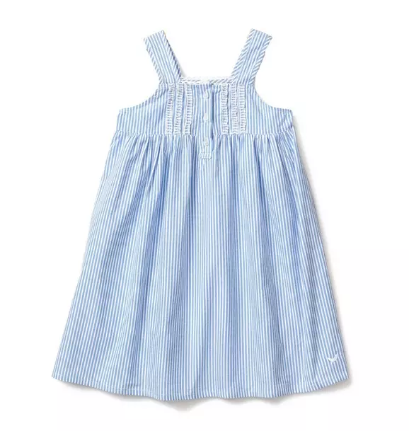 Girl's Twill Charlotte Nightgown in French Blue Seersucker