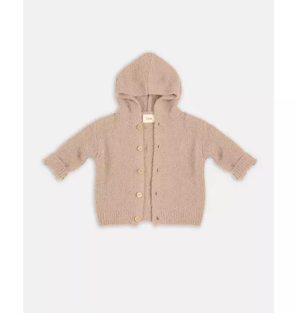 Hooded Cardigan Fuzzy - Pecan