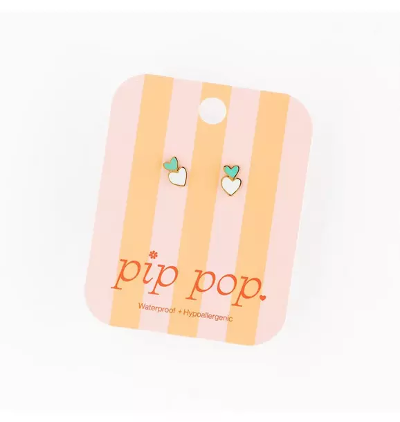 Heart Stack Stud Earrings