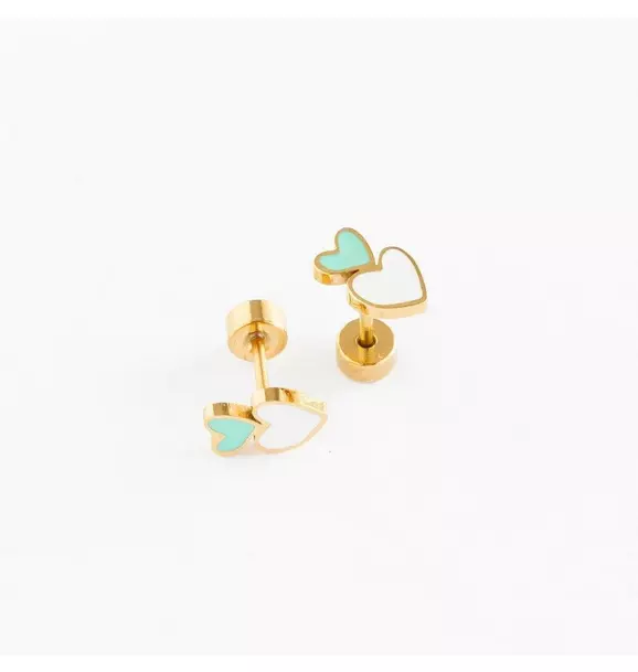 Heart Stack Stud Earrings