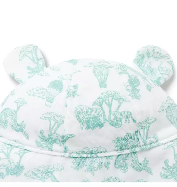 Baby Safari Toile Bear Ear Bucket Hat