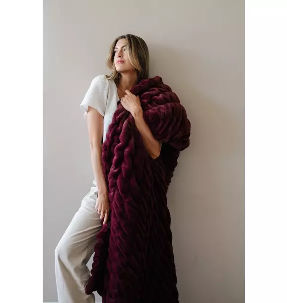 Double Ruched Throw Blanket in Royale