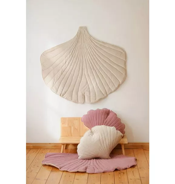 Velvet “Cream” Ginkgo Leaf Pillow