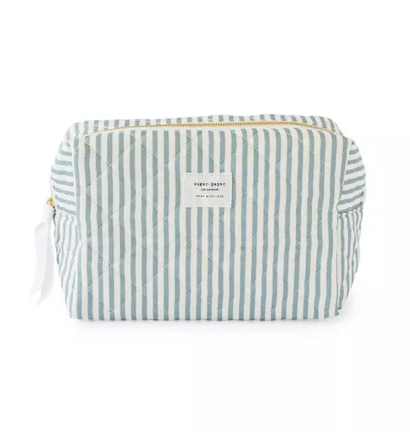 Blue Stripe Large Cosmetic Pouch