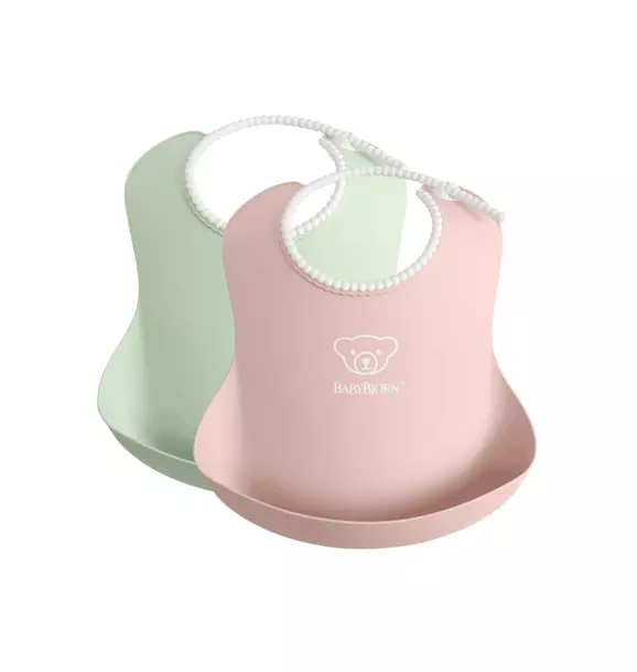 Baby Bib 2-Pack, Green / Pink