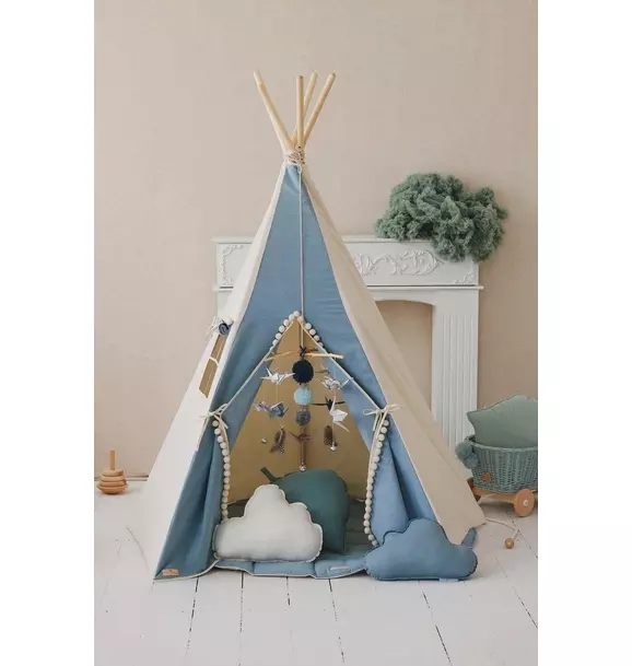 “Jeans” Teepee Tent with Pompoms