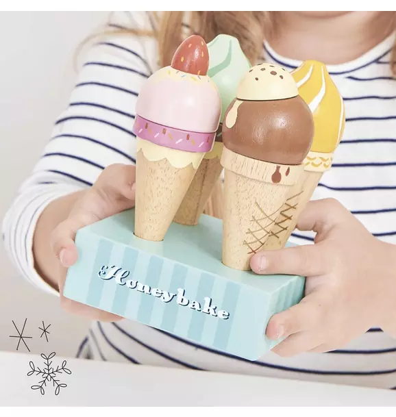 Wooden Ice Cream Cones Set