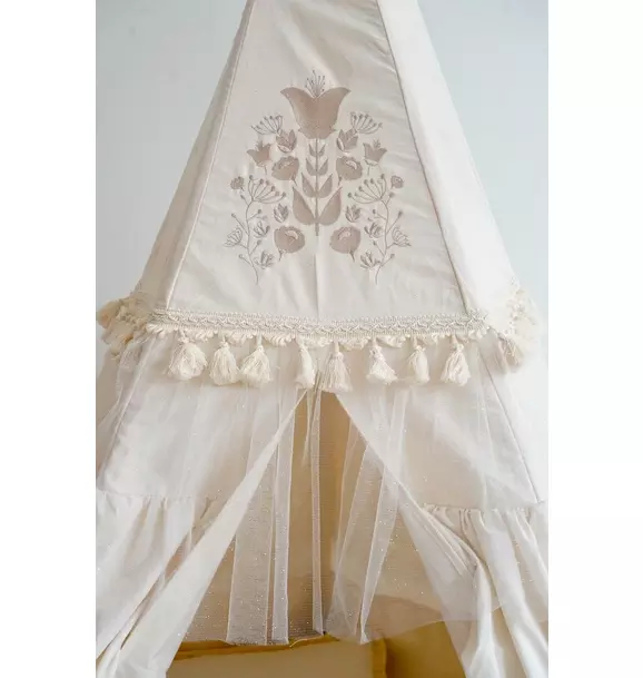“Boho” Teepee Tent with Frills and Embroidery