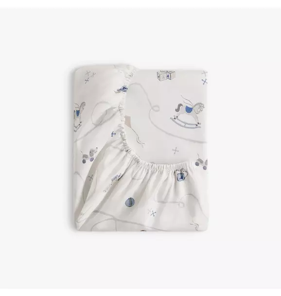 Little Toy Chest Crib Sheet - Ivory