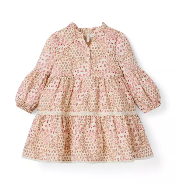 Patchwork Floral Tiered Dress