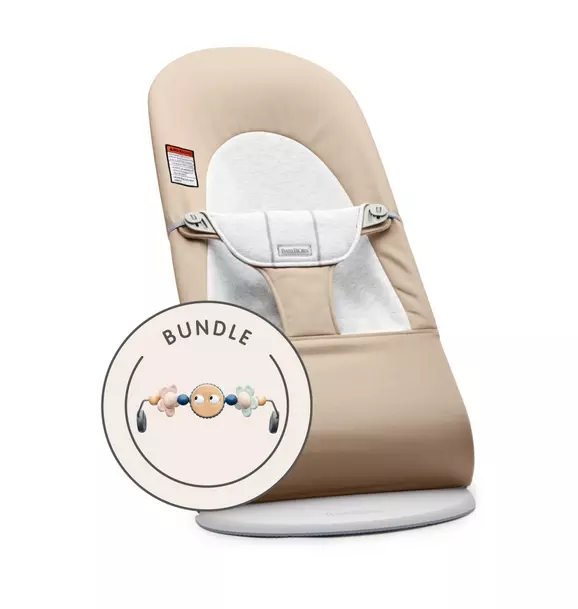 Baby Bouncer Bliss Bundle: Woven/Jersey | Beige/Gray