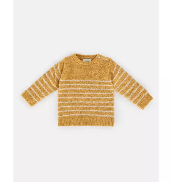 Striped Long Sleeve Top Fuzzy - Amber/Ecru