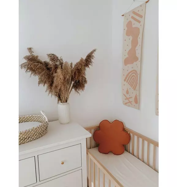 Linen "Papaya" Flower Pillow