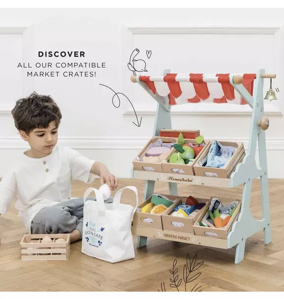 Wooden Market Stall & Fruit Play Food Crate