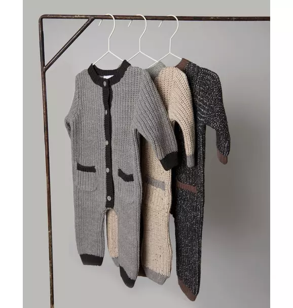 Long Sleeve Chunky Romper - Black Melange/Brown